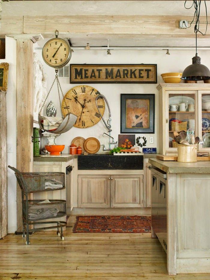 Farmhouse kitchen with vintage signs