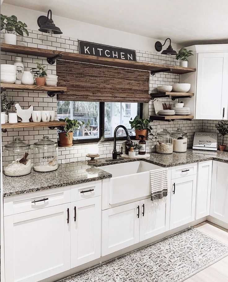 Farmhouse kitchen with open shelving