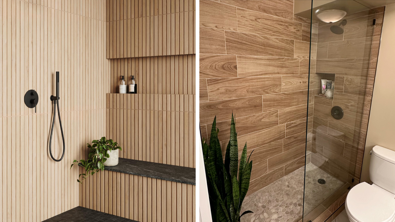 21 Beautiful Wood Tile Shower Ideas That Wow - Addicted To Organization