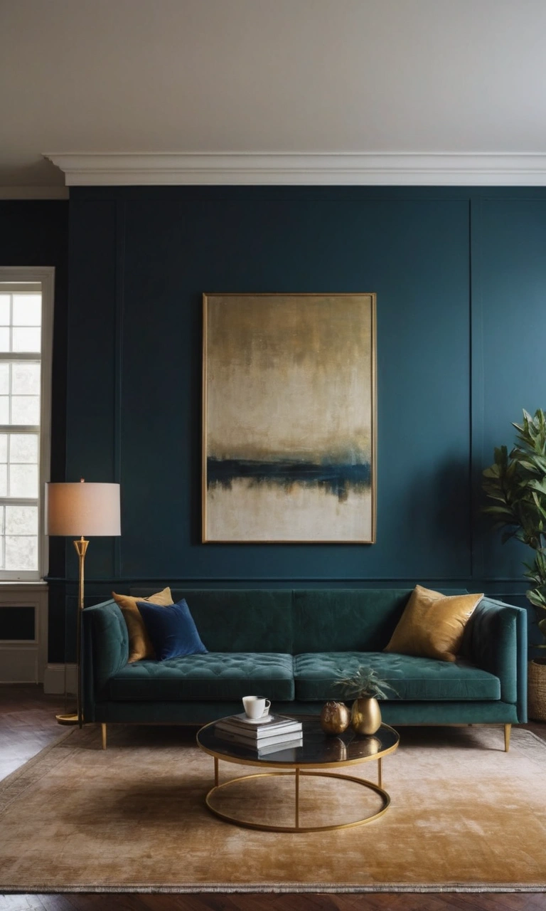 Navy walls with gold
