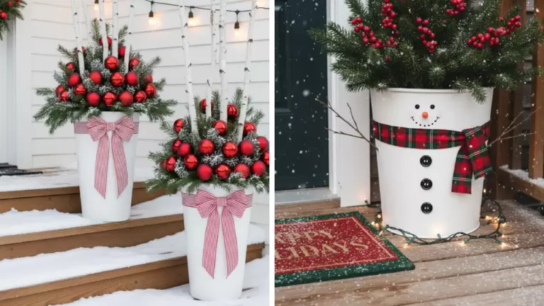 30 Front Porch Planter Ideas for Christmas