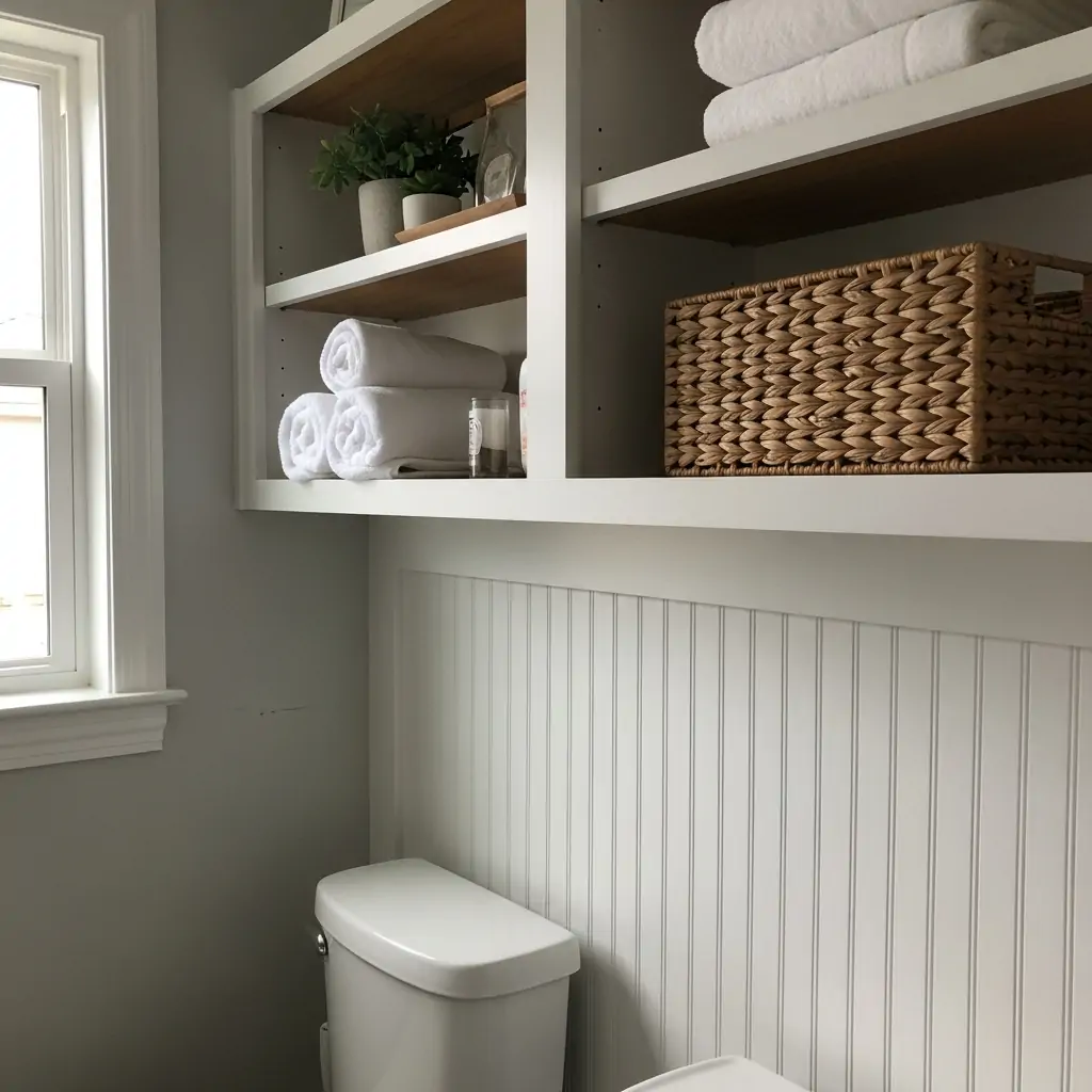 Shelf Backing Beadboard - 29 Easy Ideas for Beautiful Bathroom Beadboard