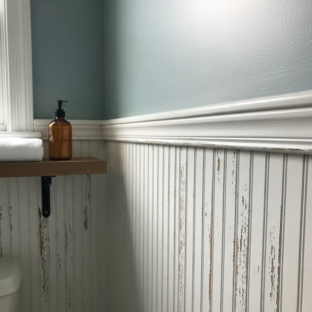 Distressed White Wash - 29 Easy Ideas for Beautiful Bathroom Beadboard