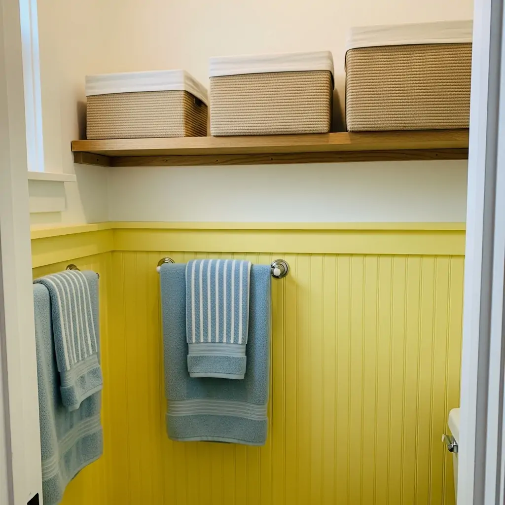 Sunny Yellow Panels - 29 Easy Ideas for Beautiful Bathroom Beadboard
