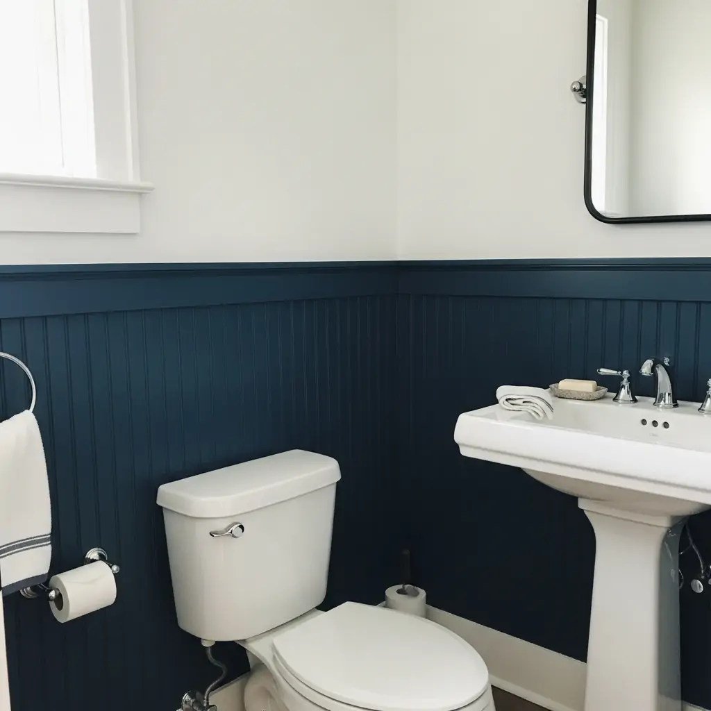 Deep Navy Blue Paint - 29 Easy Ideas for Beautiful Bathroom Beadboard