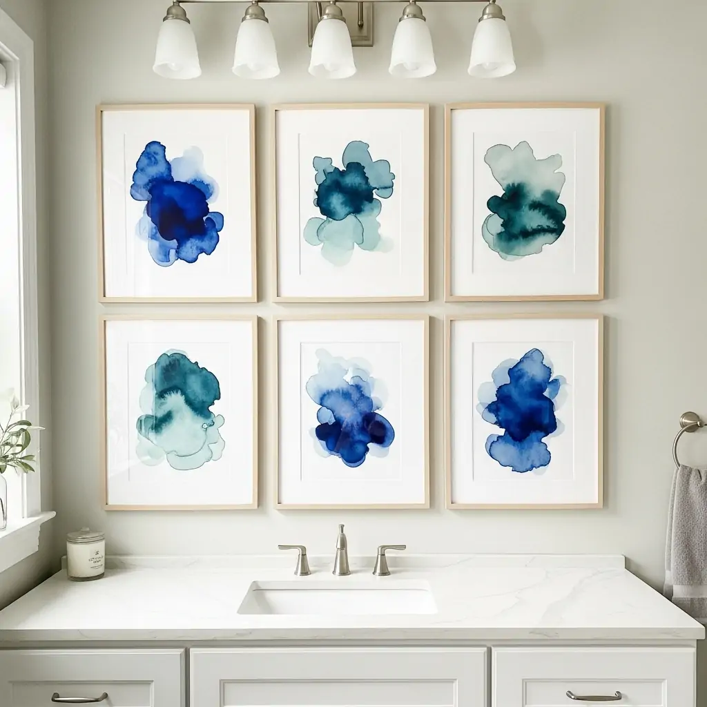 Simple Watercolor Prints - Bathroom Picture Ideas Wall Art