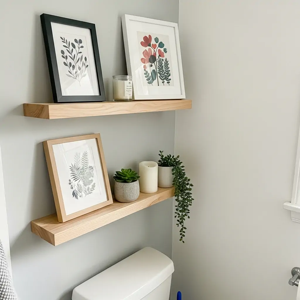 Small Floating Shelf Art - Bathroom Picture Ideas Wall Art