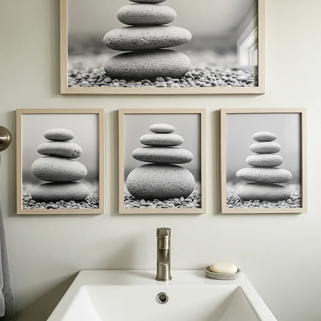 River Stone Prints - Bathroom Picture Ideas Wall Art