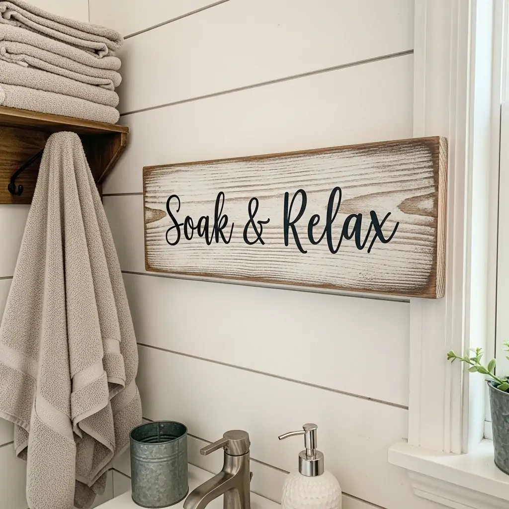 Rustic Wood Signs - Bathroom Picture Ideas Wall Art