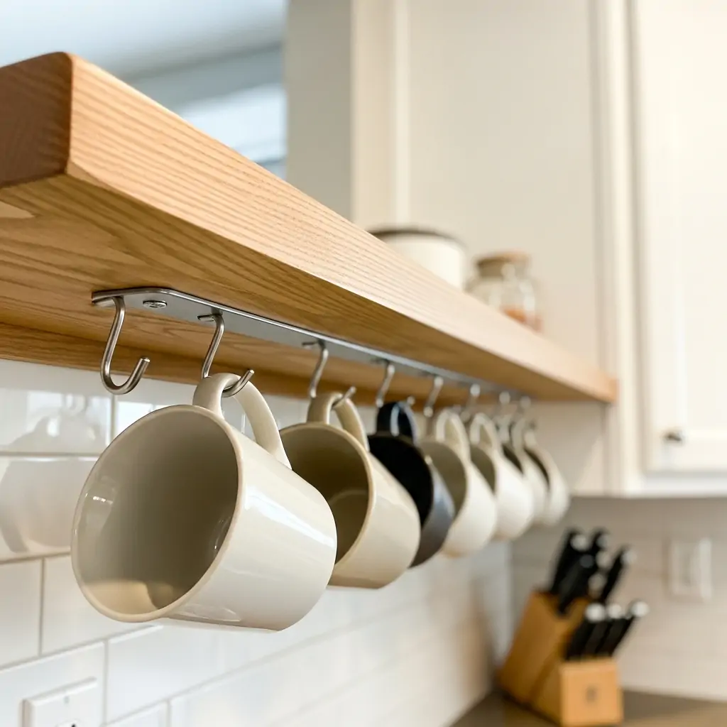 Hang Mugs Below - 30 Genius Kitchen Pass Through Ideas
