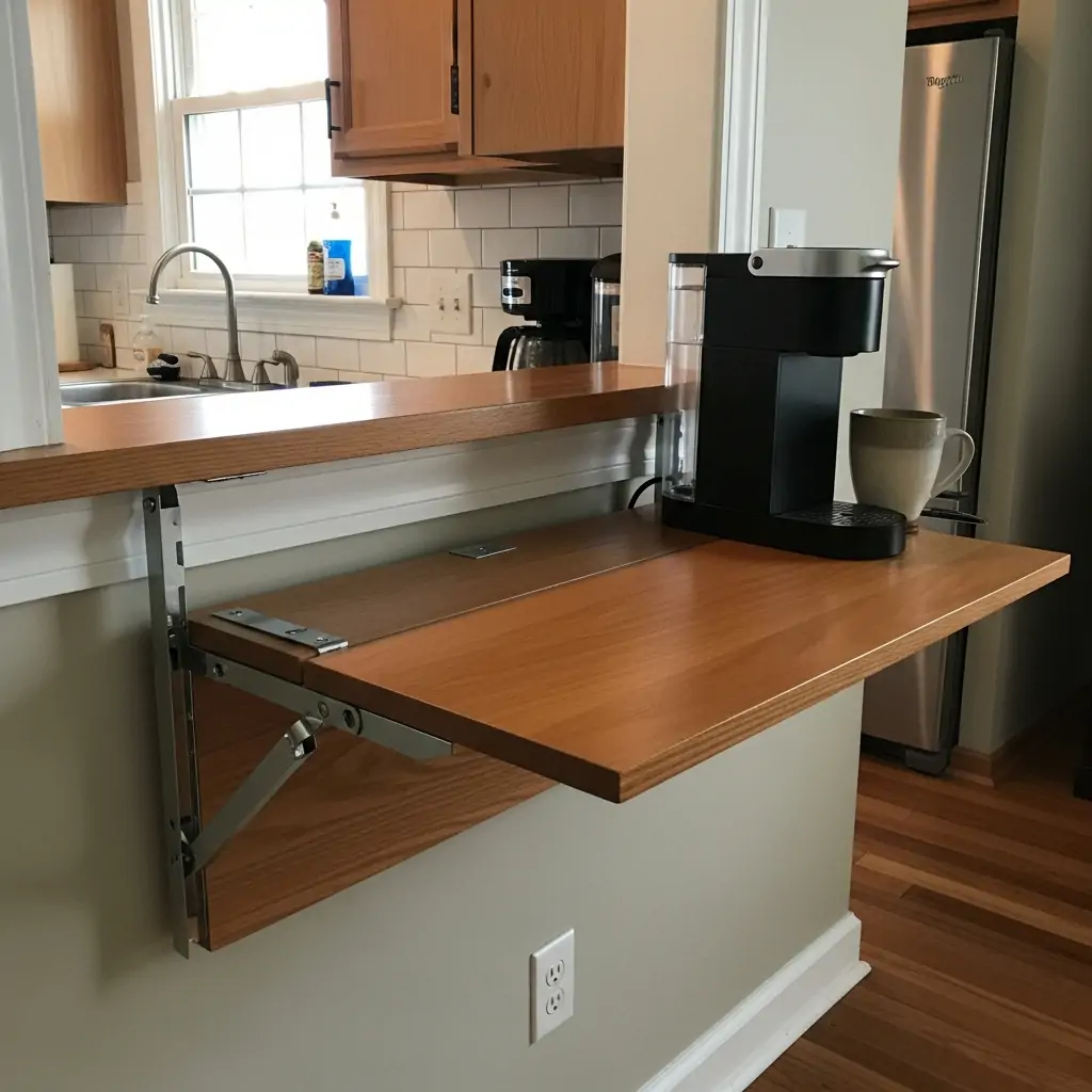 Add A Fold-Down Shelf - 30 Genius Kitchen Pass Through Ideas