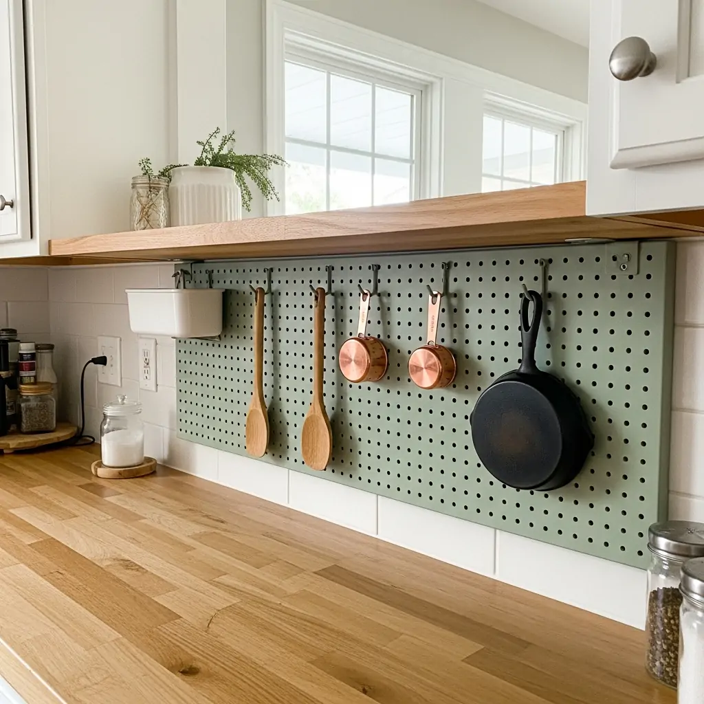 Use Pegboard Storage - 30 Genius Kitchen Pass Through Ideas