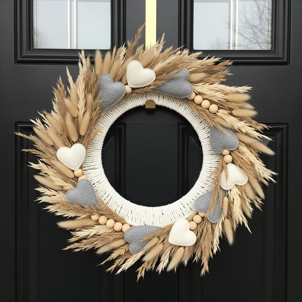 Clean Neutral Valentine Wreath - 30 Simple Valentine Door Decoration Ideas for a Beautiful Home
