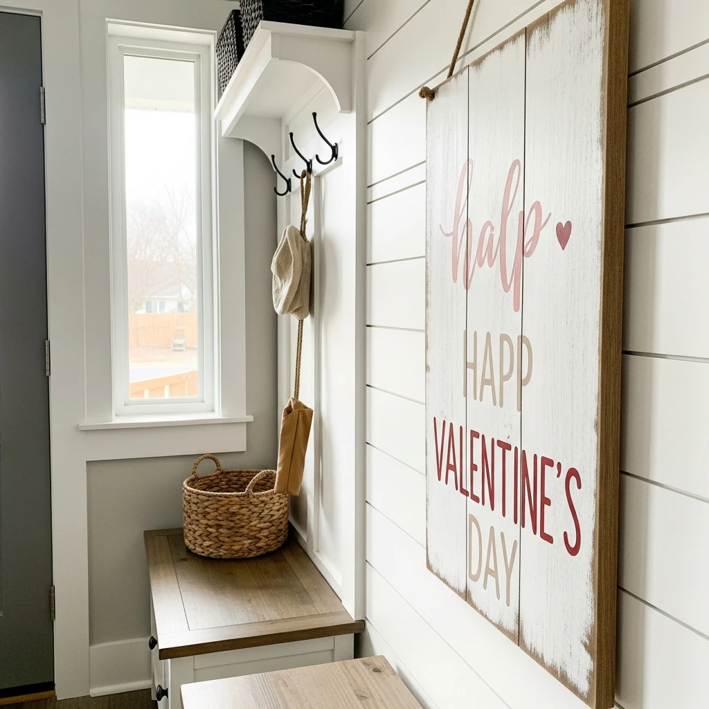 Rustic Farmhouse Valentine Sign - 30 Simple Valentine Door Decoration Ideas for a Beautiful Home