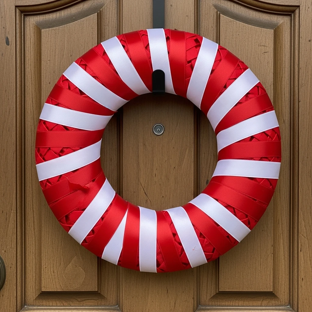 Cheerful Ribbon-Wrapped Wreath - 30 Simple Valentine Door Decoration Ideas for a Beautiful Home