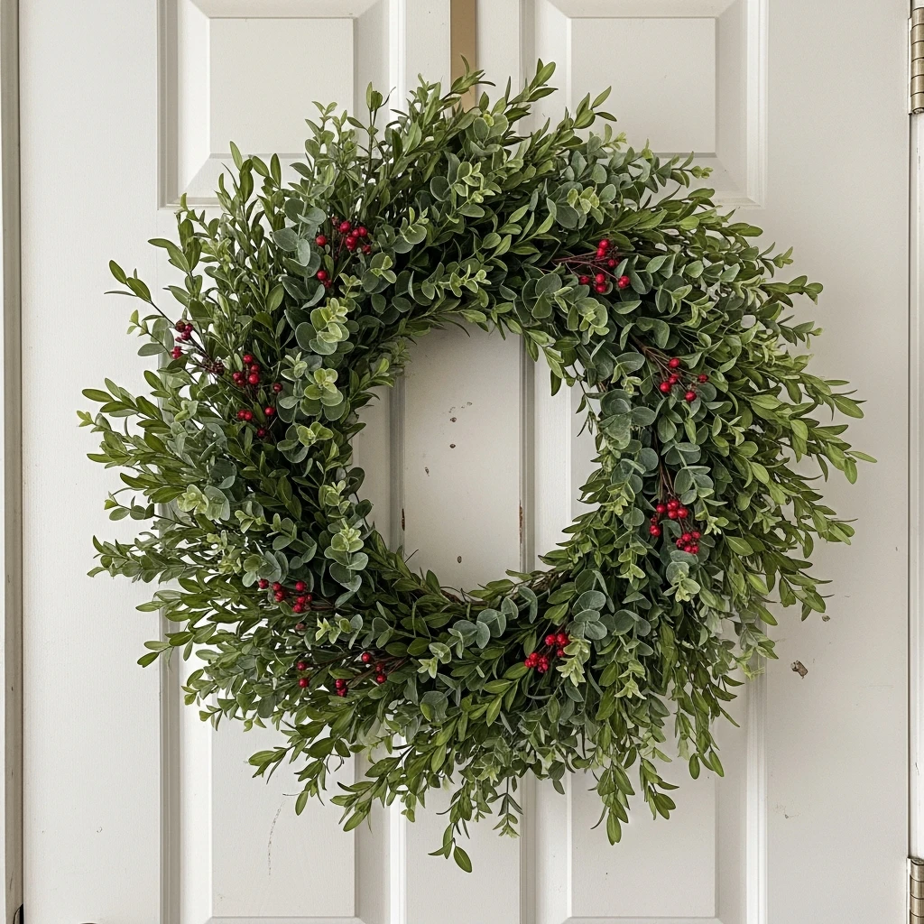Subtle Red Accents Wreath - 30 Simple Valentine Door Decoration Ideas for a Beautiful Home