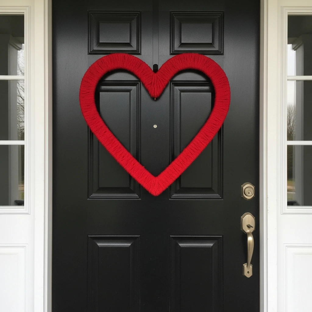 High Contrast Red Heart - 30 Simple Valentine Door Decoration Ideas for a Beautiful Home