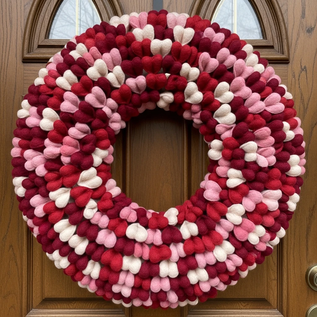 Cozy Handmade Felt Hearts - 30 Simple Valentine Door Decoration Ideas for a Beautiful Home