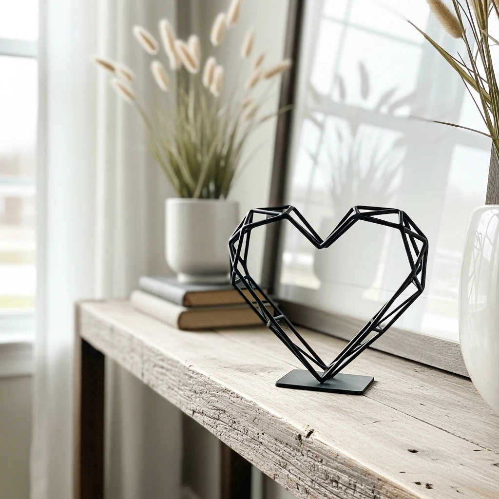 Sleek Metal Heart Accent - 30 Simple Valentine Door Decoration Ideas for a Beautiful Home