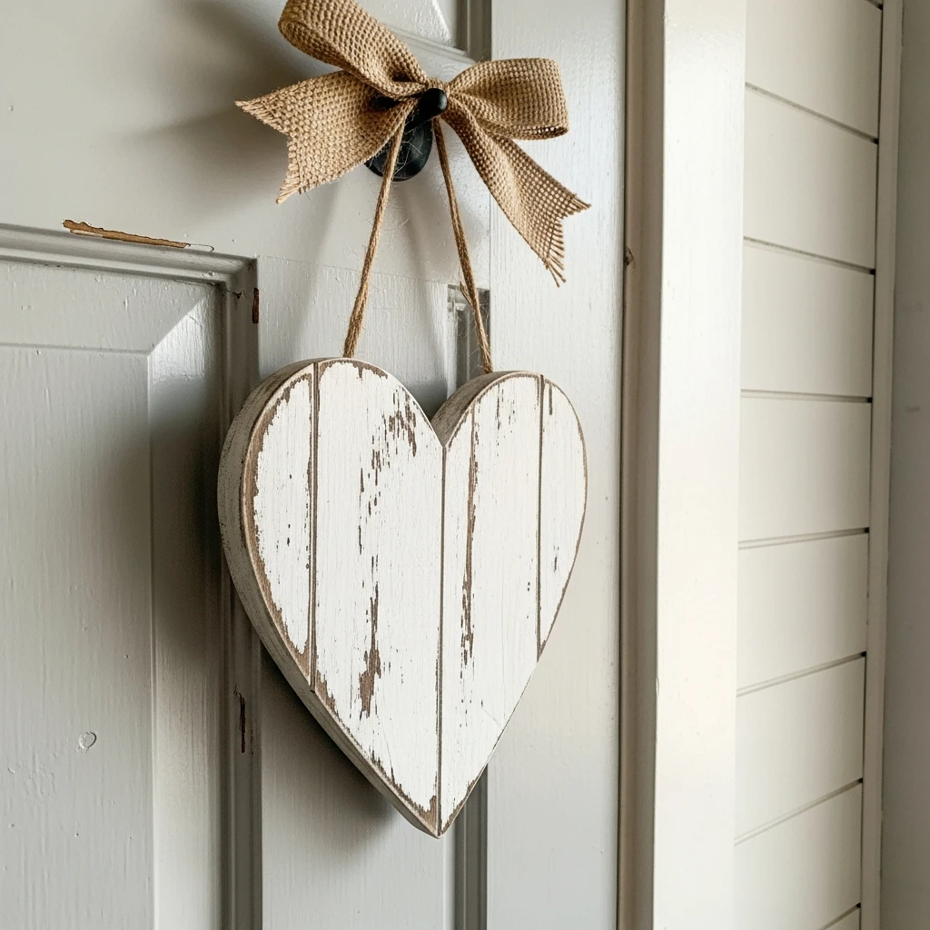 Rustic Wooden Heart Sign - 30 Simple Valentine Door Decoration Ideas for a Beautiful Home