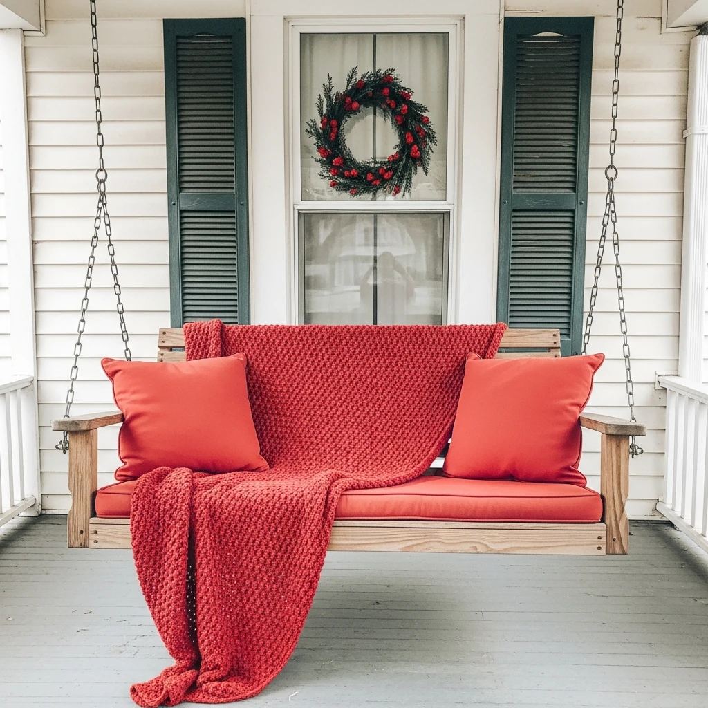 Cozy Porch Swing Styling - 30 Simple, Budget-Friendly Valentine Front Porch Ideas
