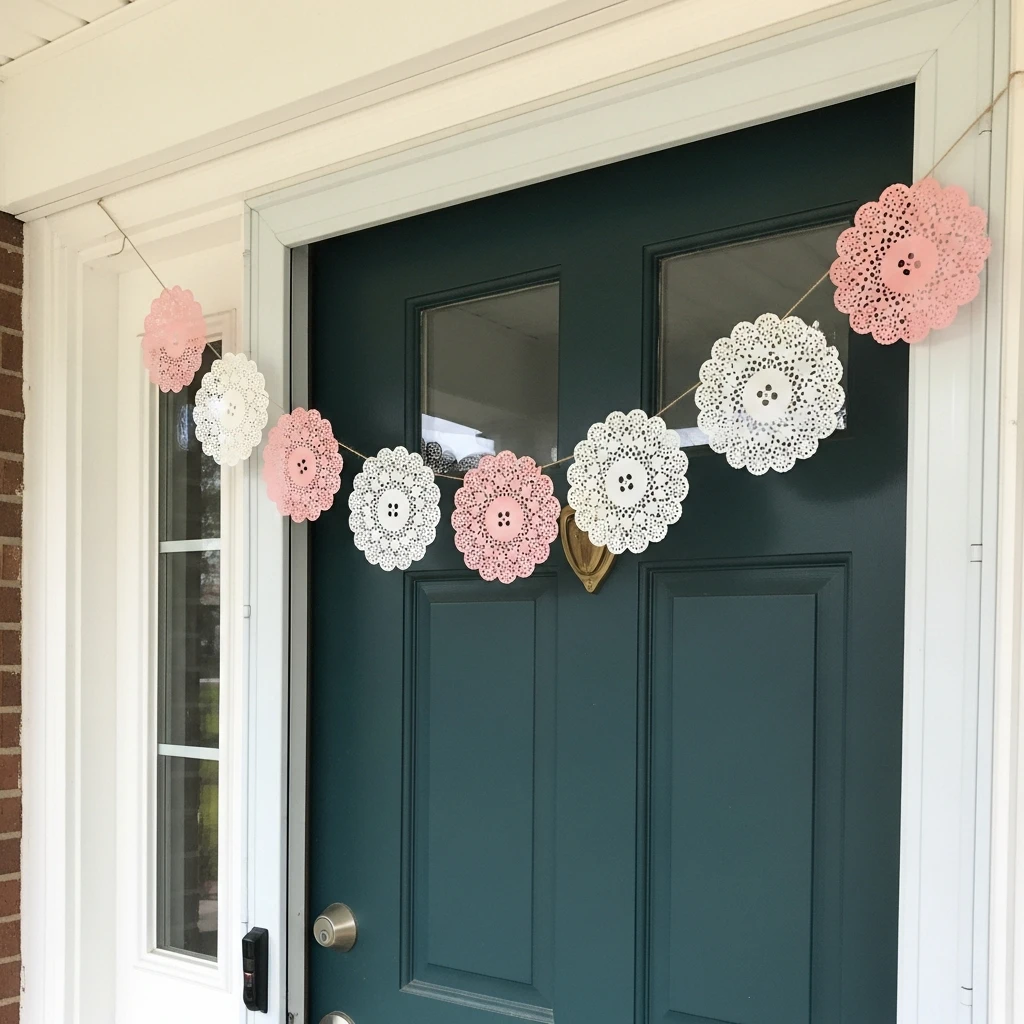 Delicate Doily Banner - 30 Simple, Budget-Friendly Valentine Front Porch Ideas