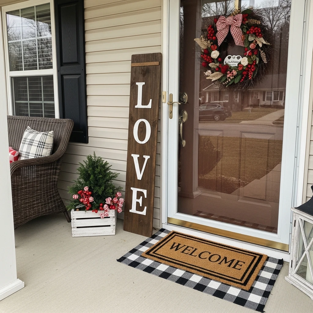 Tall LOVE Porch Sign - 30 Simple, Budget-Friendly Valentine Front Porch Ideas