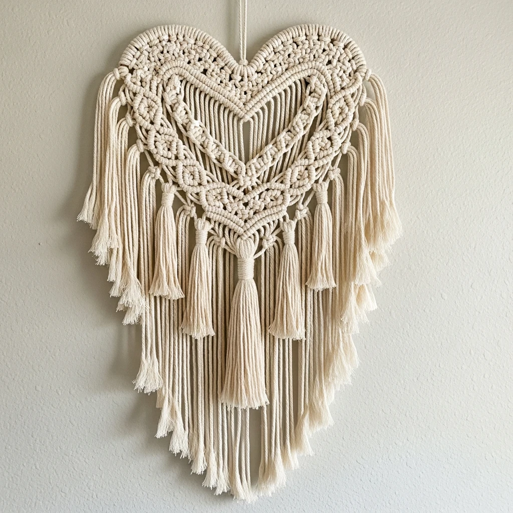 Textured Macramé Heart - 30 Beautiful Valentine Wreath Ideas for a Quick Update