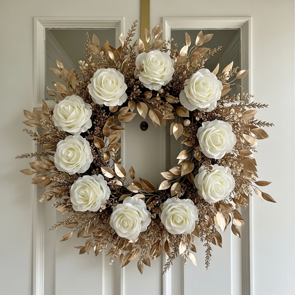 Upscale White and Gold - 30 Beautiful Valentine Wreath Ideas for a Quick Update