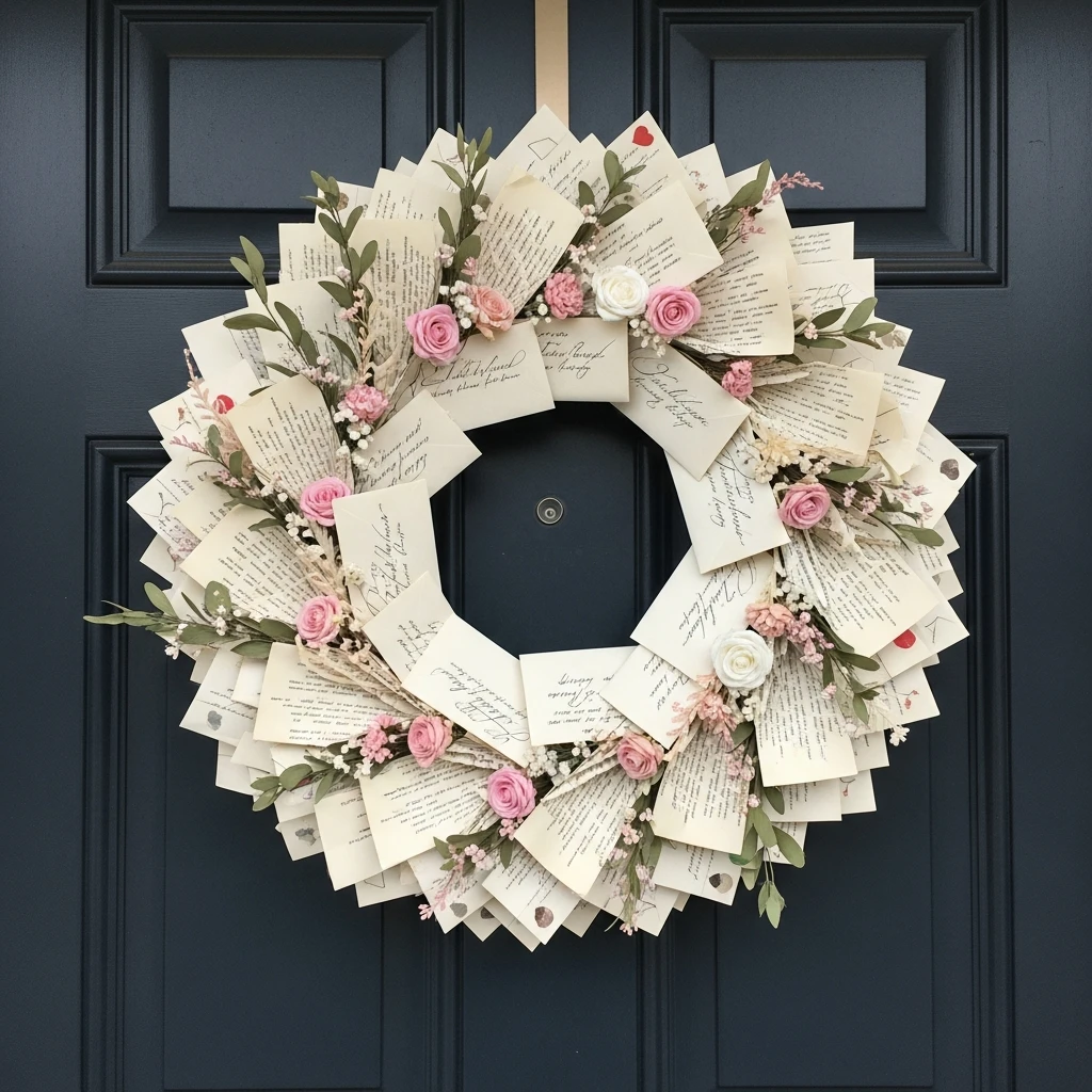Vintage Love Letter Wreath - 30 Beautiful Valentine Wreath Ideas for a Quick Update