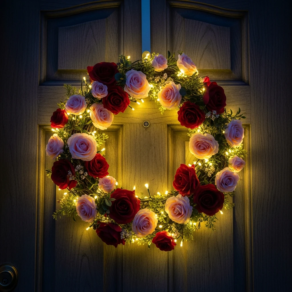 Magical LED Glow - 30 Beautiful Valentine Wreath Ideas for a Quick Update