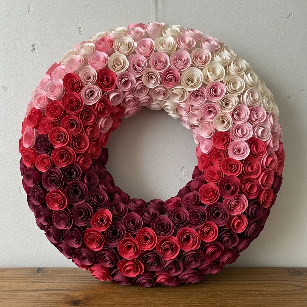 Modern Ombre Paper Flowers - 30 Beautiful Valentine Wreath Ideas for a Quick Update