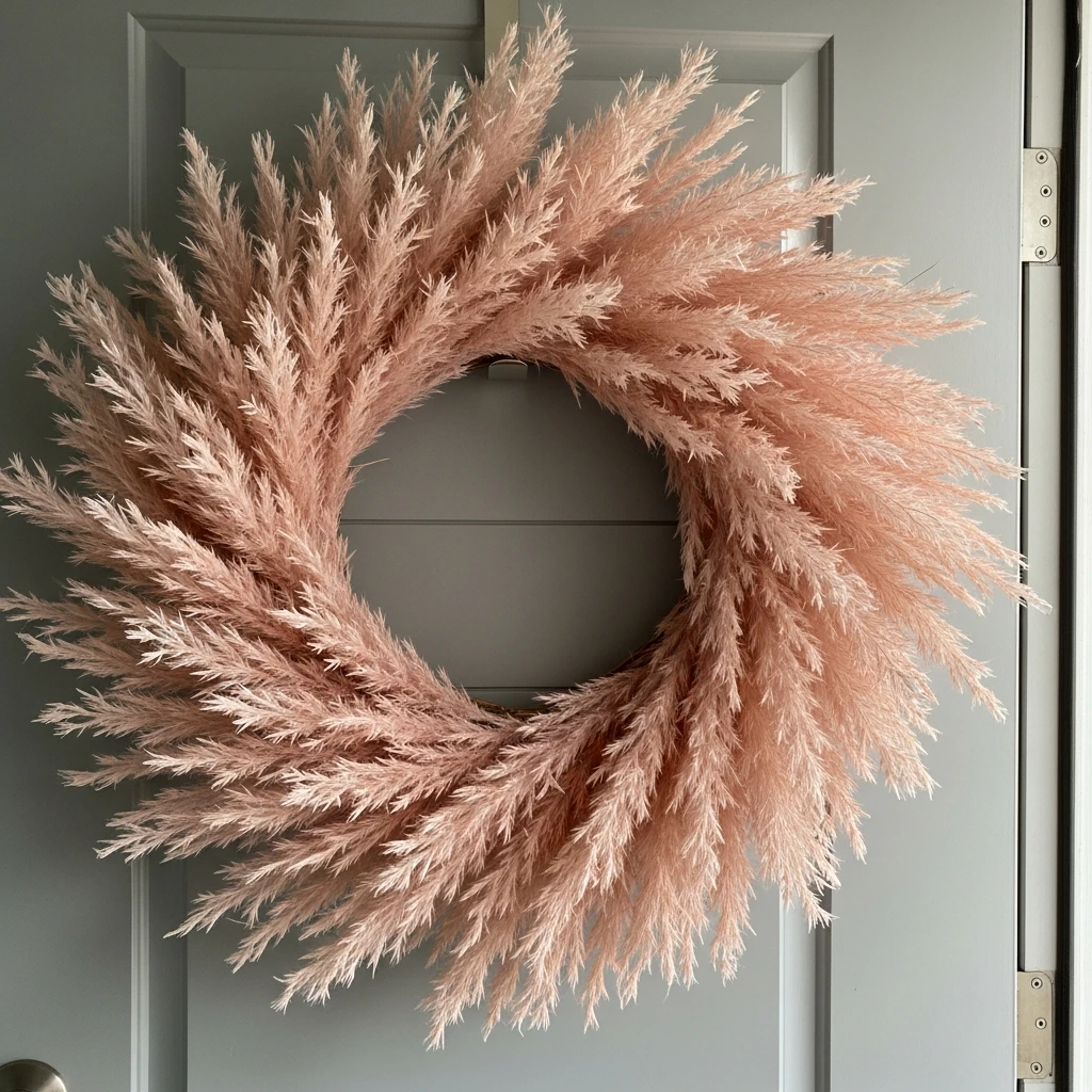 Boho Pink Pampas - 30 Beautiful Valentine Wreath Ideas for a Quick Update