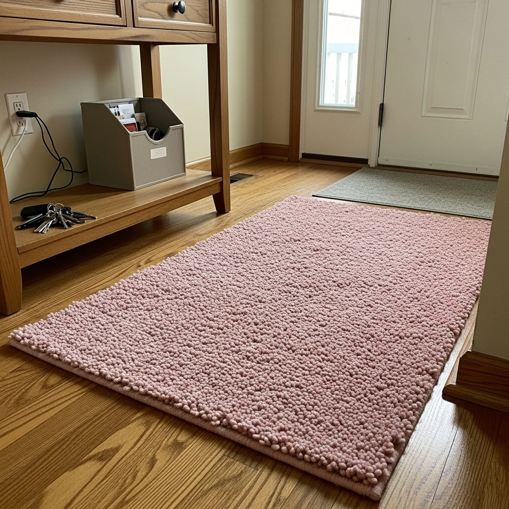 Soft Pink Accent Rug - 30 Simple Valentine Entryway Ideas: Get a Beautiful, Cozy Look on a Budget