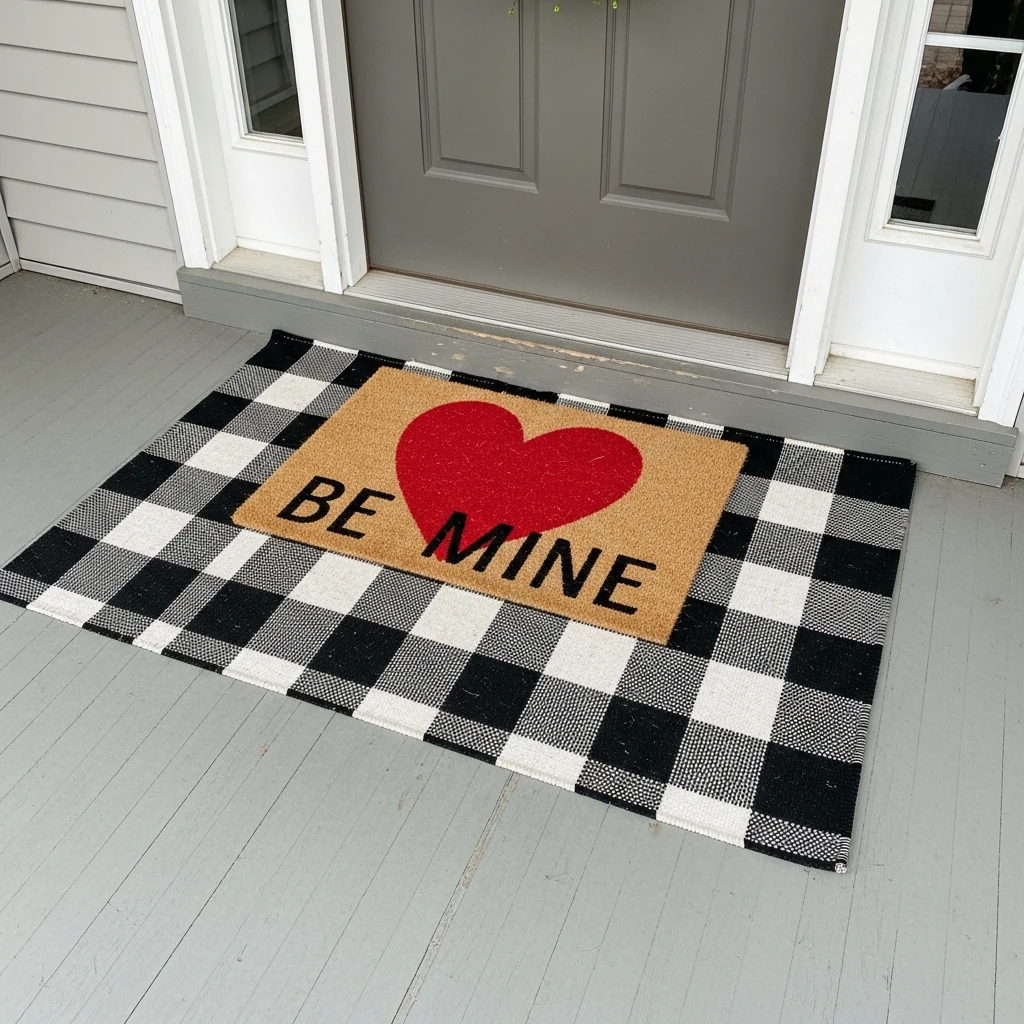 Love-Themed Welcome Mat - 30 Simple Valentine Entryway Ideas: Get a Beautiful, Cozy Look on a Budget