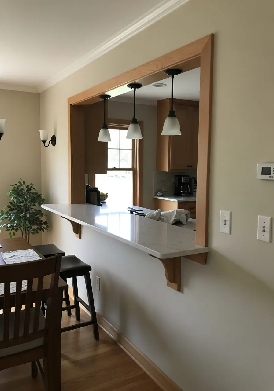 Breakfast Bar Cut-Out - 40 Load Bearing Wall Ideas for Kitchens