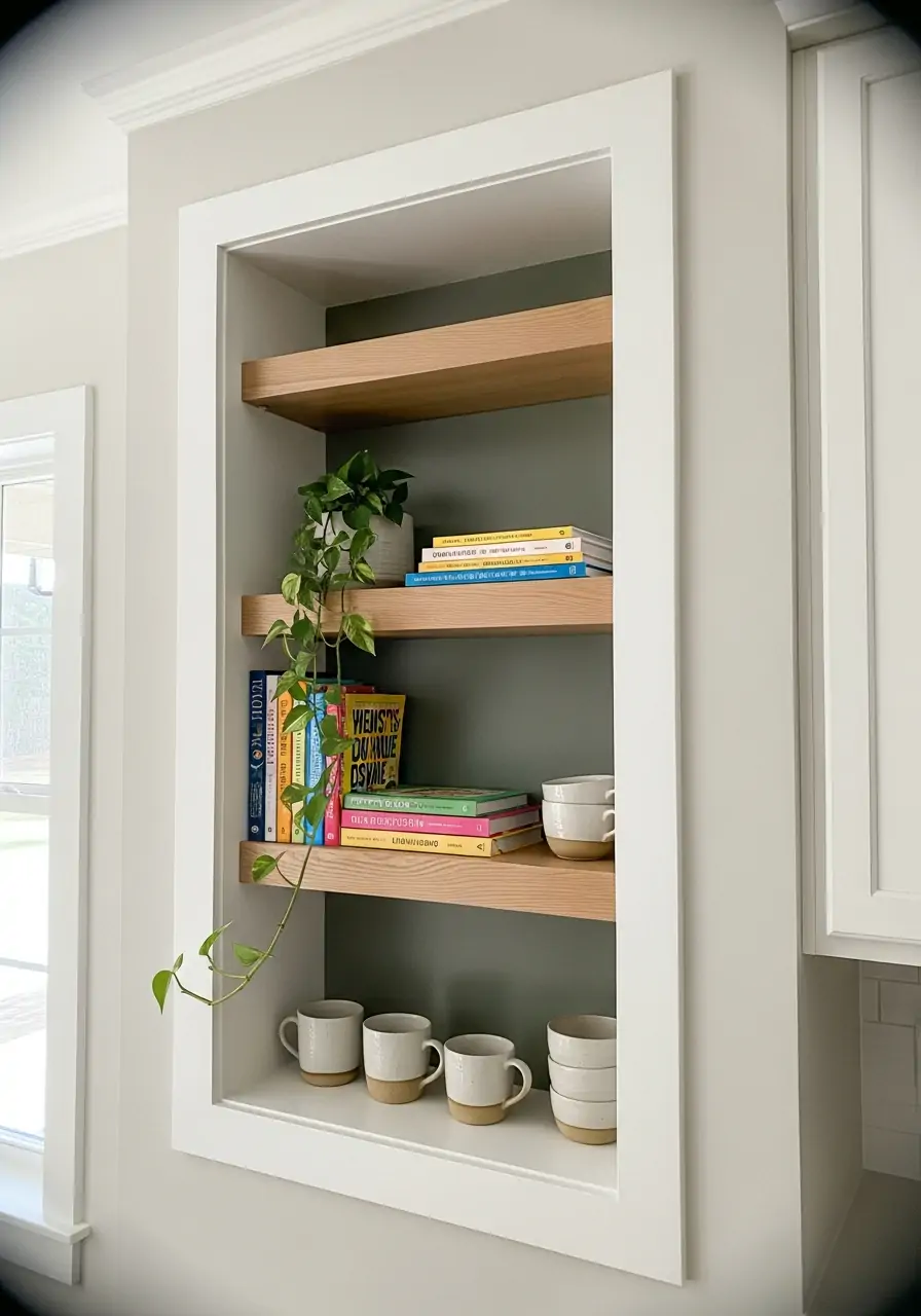 Cookbook or Decor Display - 40 Load Bearing Wall Ideas for Kitchens