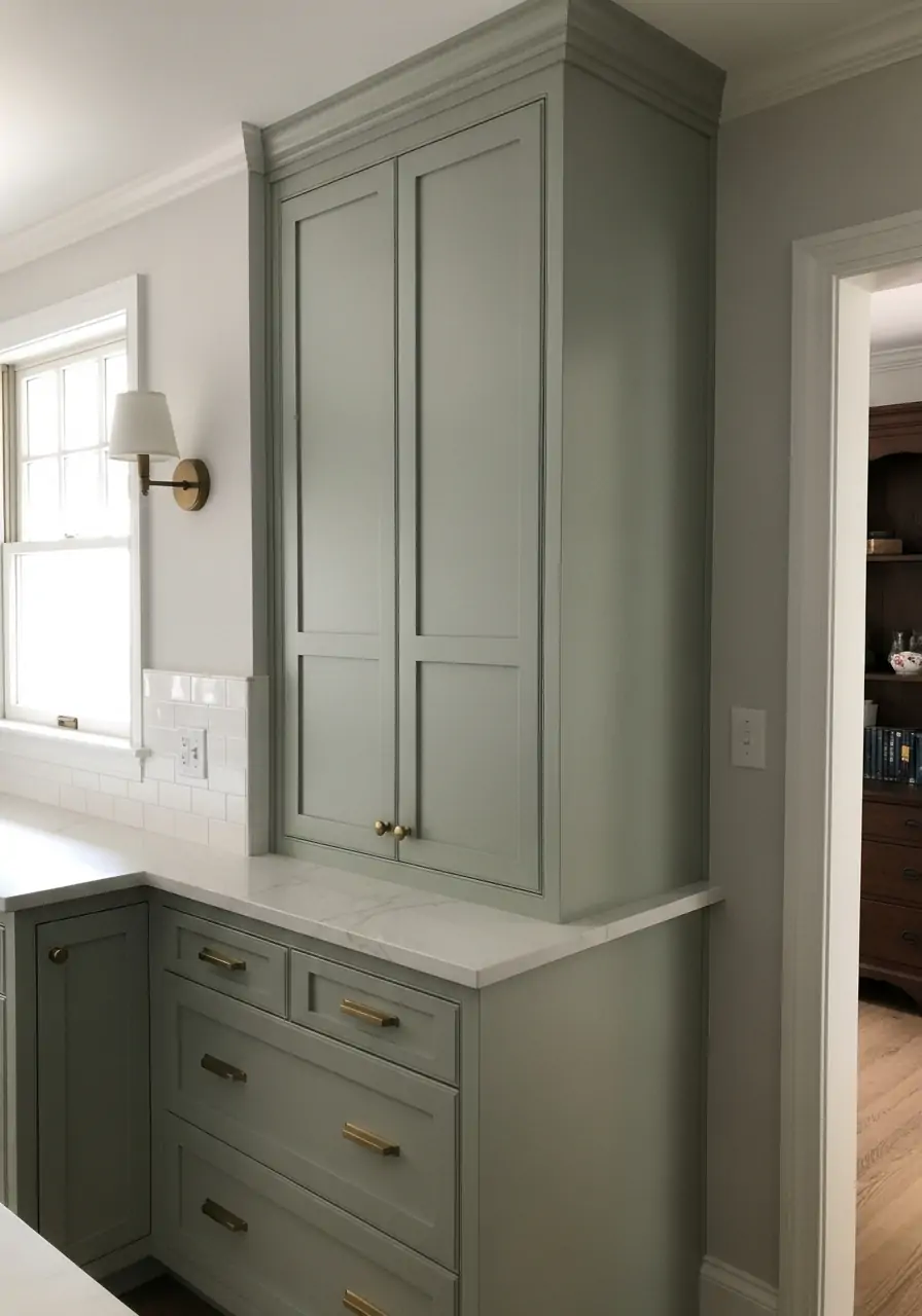 Color-Matched Cabinet Wall - 40 Load Bearing Wall Ideas for Kitchens