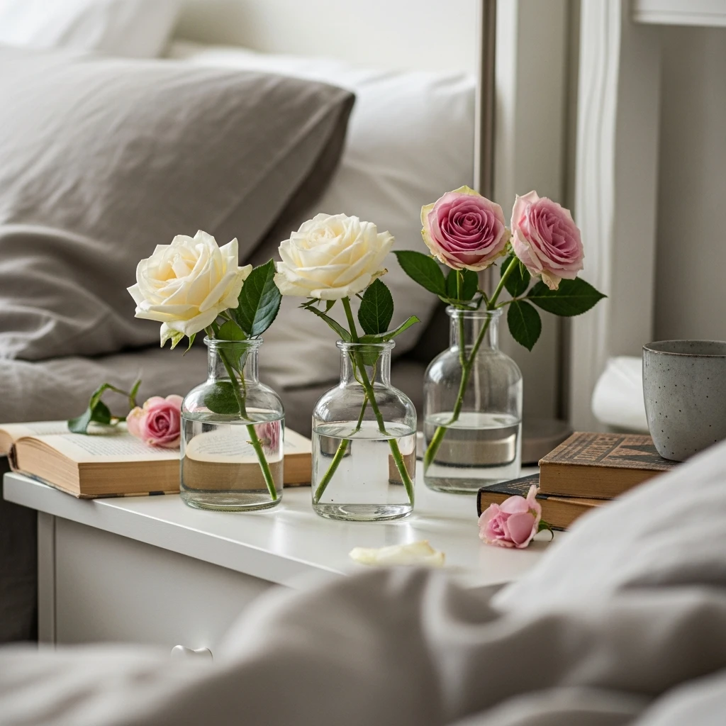 Simple Fresh Roses - 40 Simple & Budget-Friendly Valentine's Day Bedroom Decor Ideas