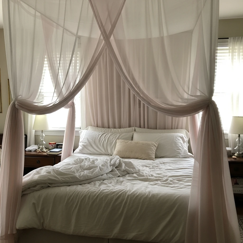 Intimate Sheer Canopy - 40 Simple & Budget-Friendly Valentine's Day Bedroom Decor Ideas