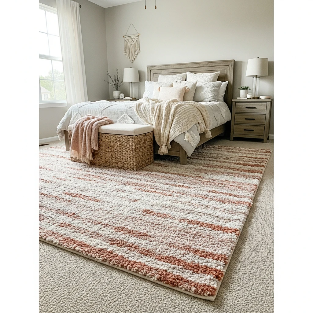 Warm Neutral Area Rug - 40 Simple & Budget-Friendly Valentine's Day Bedroom Decor Ideas