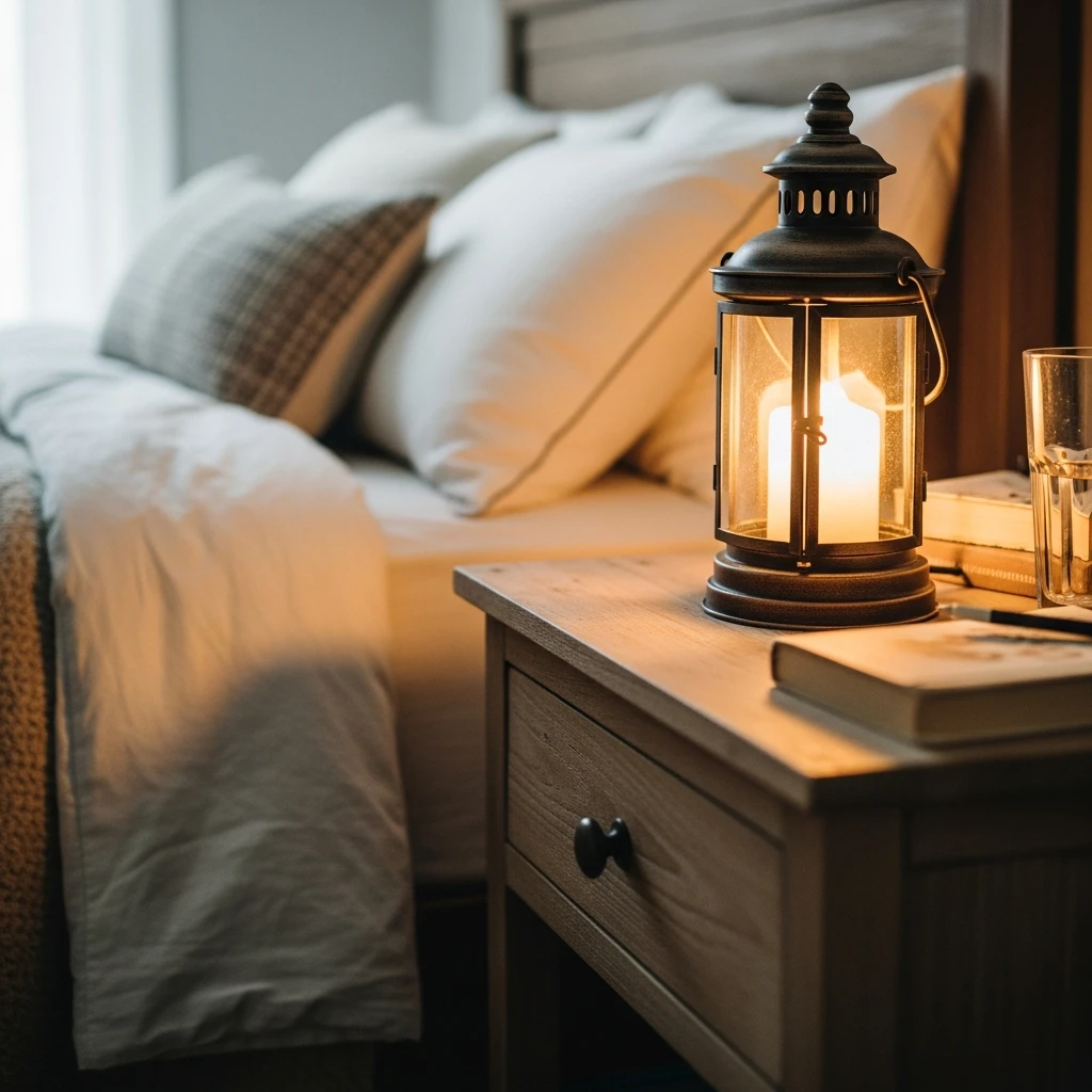 Cozy Bedside Lanterns - 40 Simple & Budget-Friendly Valentine's Day Bedroom Decor Ideas