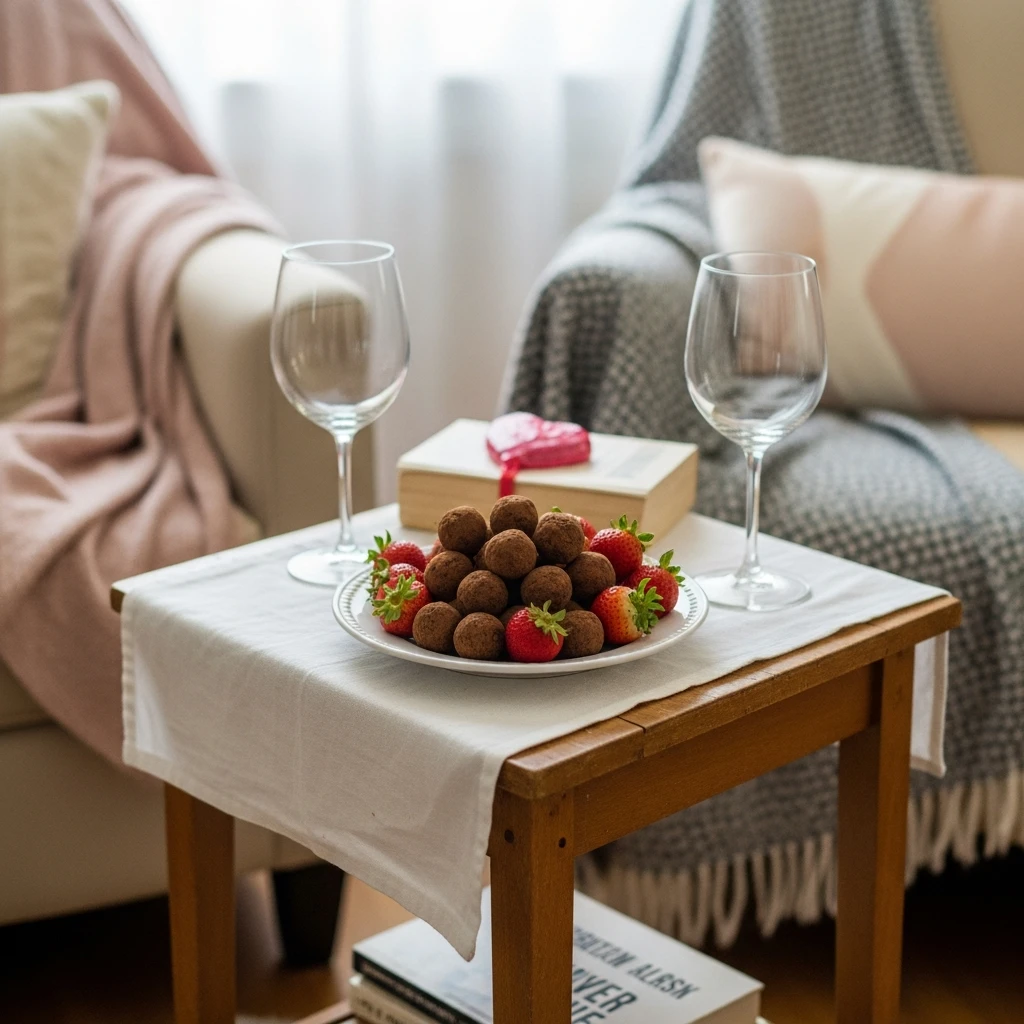 Dessert Date Night Corner - 40 Budget-Friendly Valentine's Day Room Set Up Ideas
