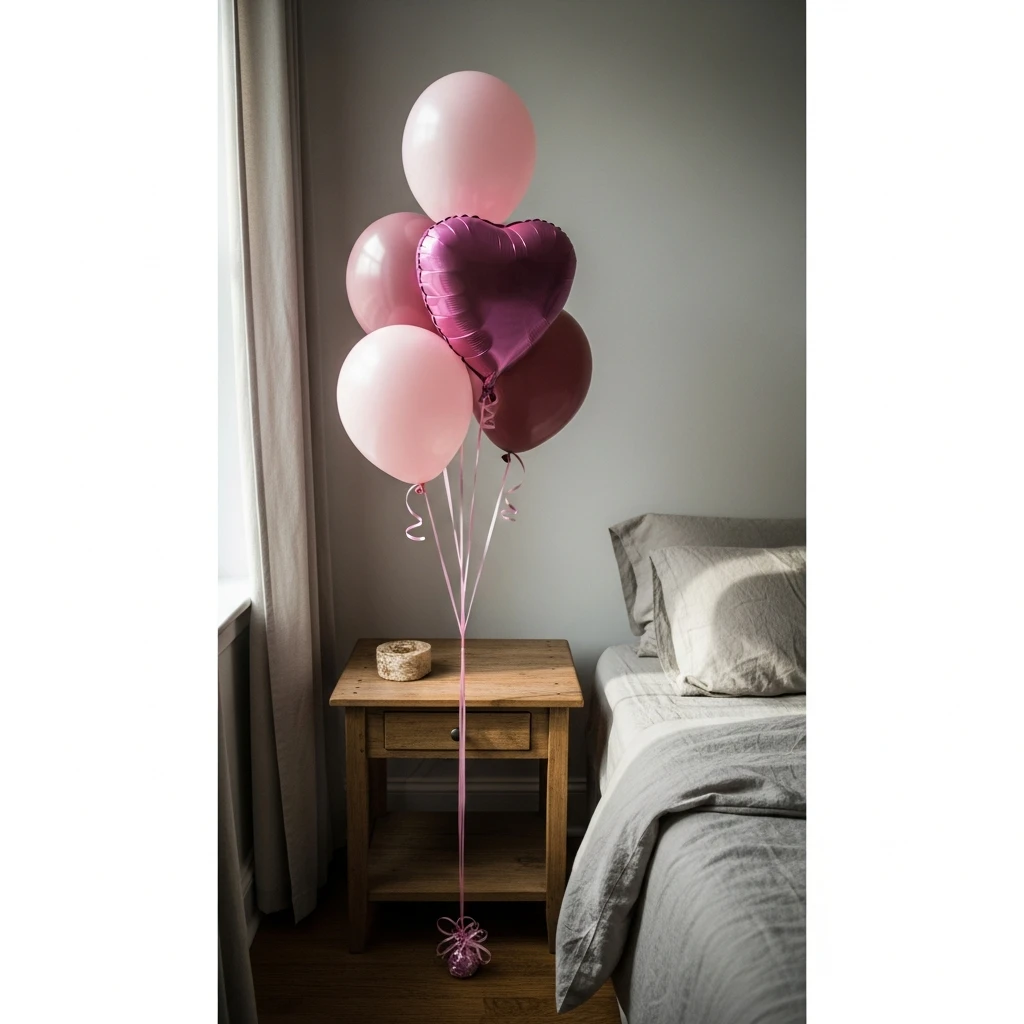 Minimal Balloon Bouquet - 40 Budget-Friendly Valentine's Day Room Set Up Ideas