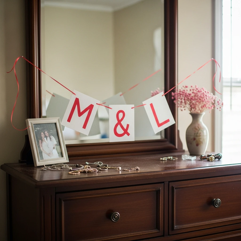Personalized Name Banner - 40 Budget-Friendly Valentine's Day Room Set Up Ideas