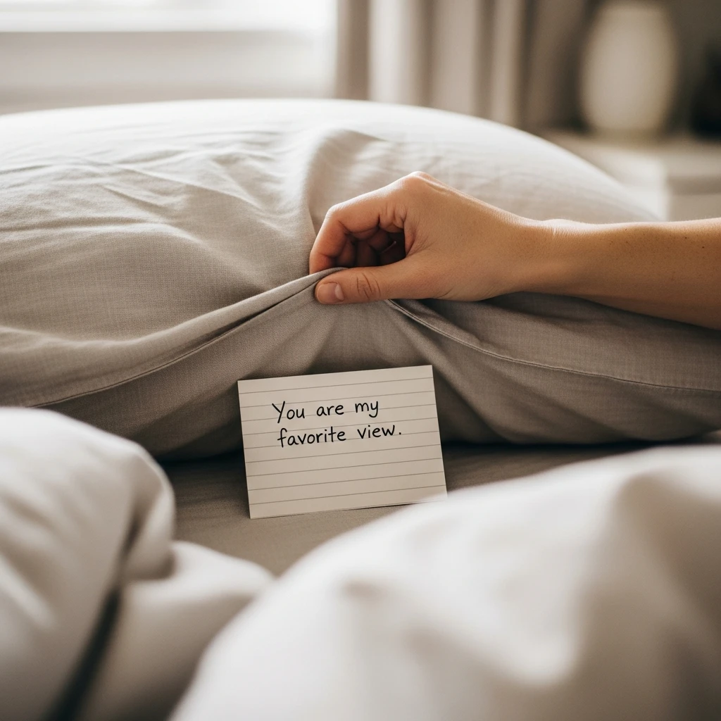 Hidden Pillow Note - 40 Budget-Friendly Valentine's Day Room Set Up Ideas