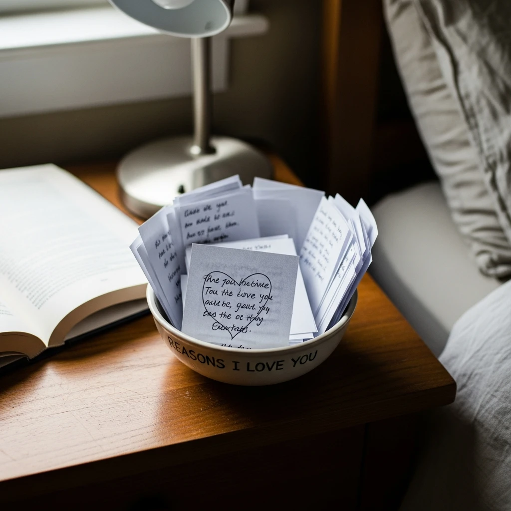 Reasons I Love You Bowl - 40 Budget-Friendly Valentine's Day Room Set Up Ideas