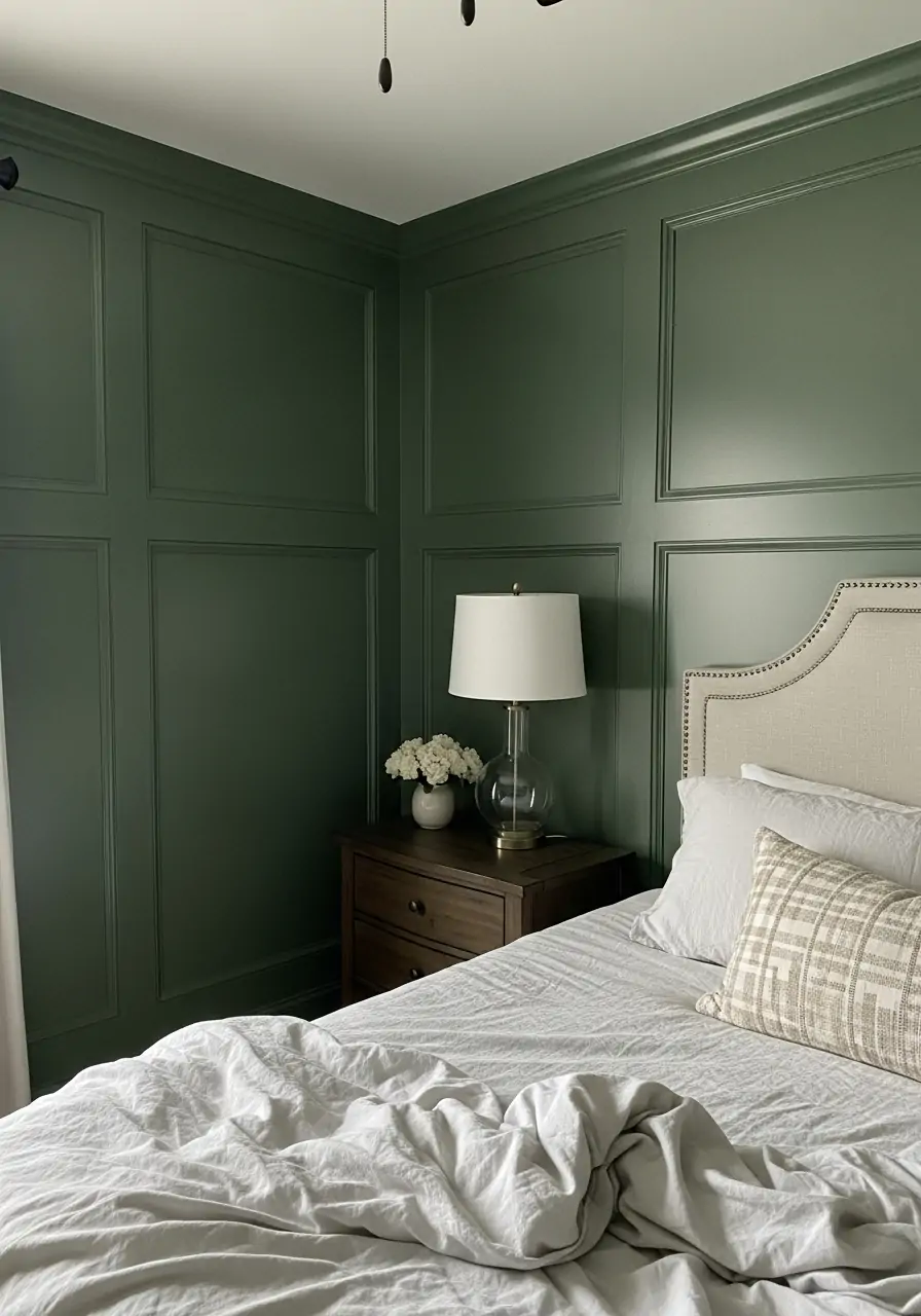Color-Drenched Seamless Look - 50 Bedroom Wainscoting Ideas