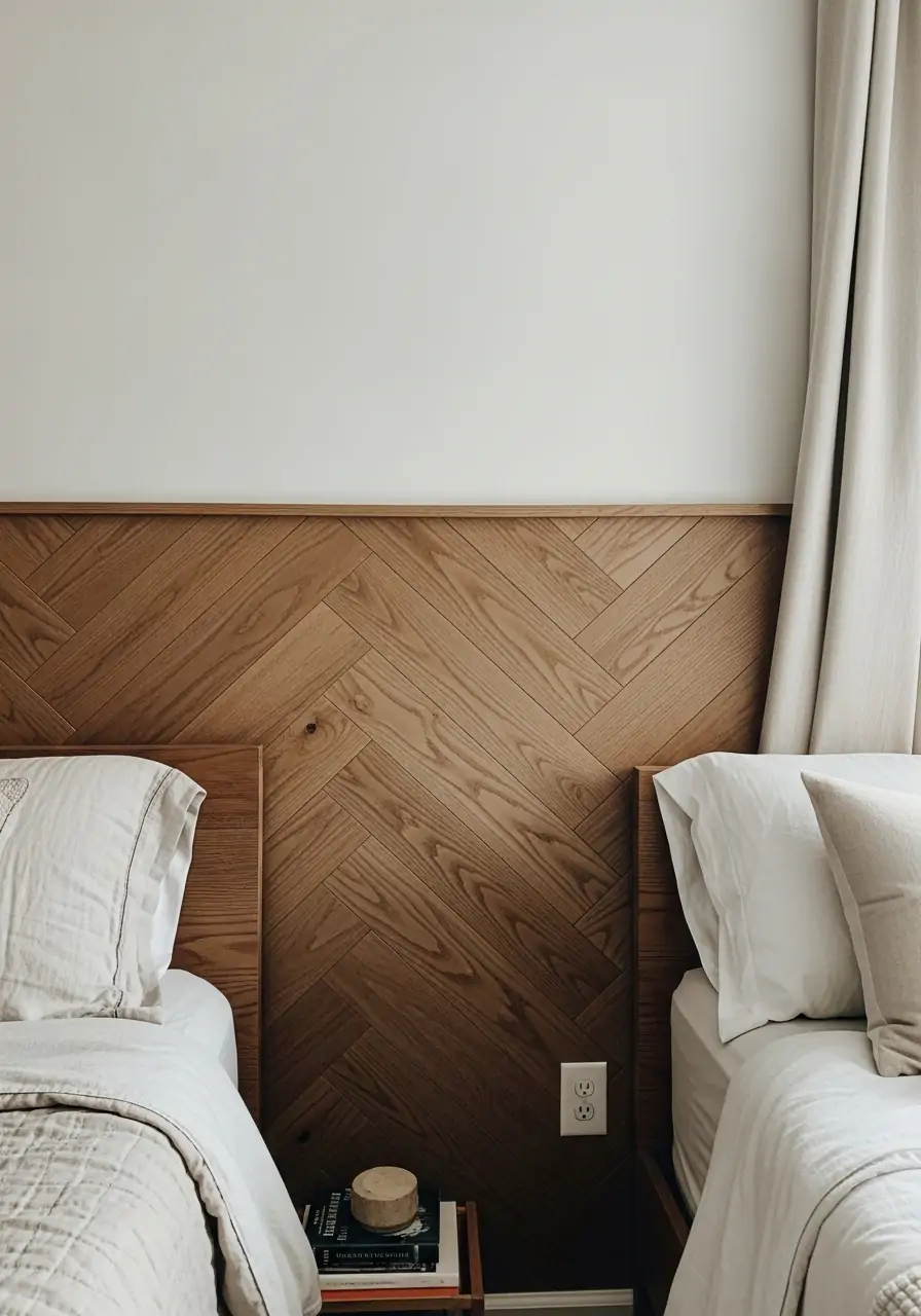 Tile-Effect Wood Pattern - 50 Bedroom Wainscoting Ideas