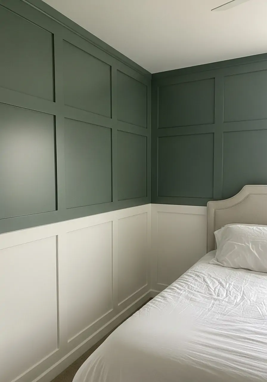 Flat Panels, Contrasting Walls - 50 Bedroom Wainscoting Ideas